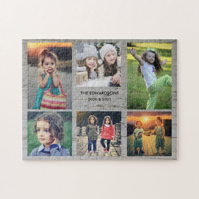 Family collage 6 photos and family name jigsaw puz jigsaw puzzle (Horizontal)