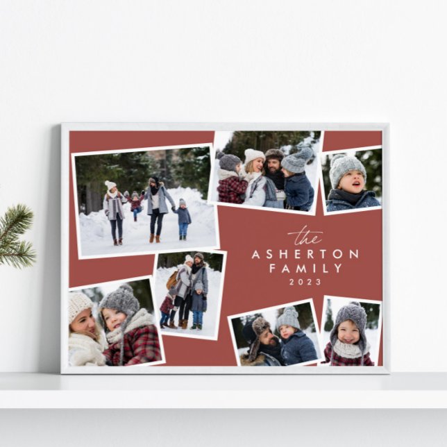 Family collage 7 photo simple modern terracotta poster (Creator Uploaded)