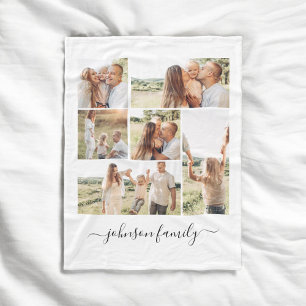 Family Collage Name Photo Keepsake Fleece Blanket