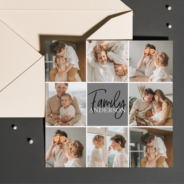 Family Collage Photo & Personalised Grey Gift (Creator Uploaded)