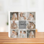 Family Collage Photo & Personalised Grey Gift Wooden Box Sign<br><div class="desc">Create a beautiful and personalised family collage with eight photos, accompanied by a personalised family name in grey. This unique and thoughtful gift is perfect for commemorating special moments and celebrating the love and bond within a family. The collage features eight carefully selected photos that you can provide, showcasing cherished...</div>