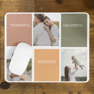 Family Collage Photo   Thankful Blessed Grateful Mouse Mat
