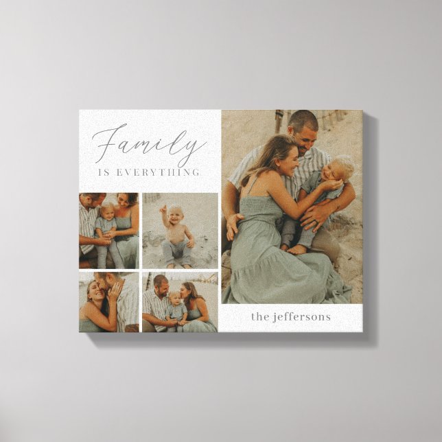 Family Collage Rustic Modern Custom Wrapped Canvas (Front)