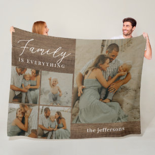 Family Collage Rustic Modern Personalised Blanket