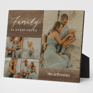 Family Collage Rustic Modern Photo Desktop Plaque