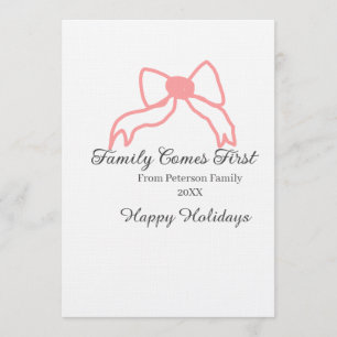 Family comes first red bow family name holidays invitation