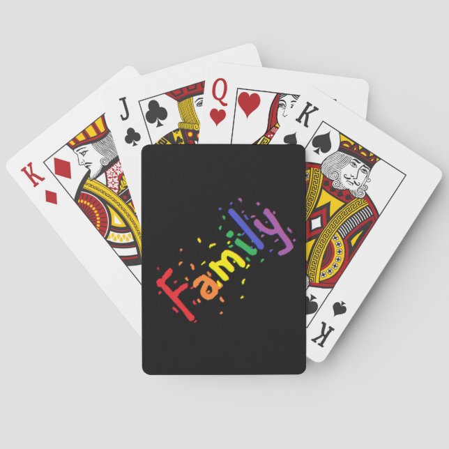 Family Confetti Rainbow on Black Playing Cards (Back)