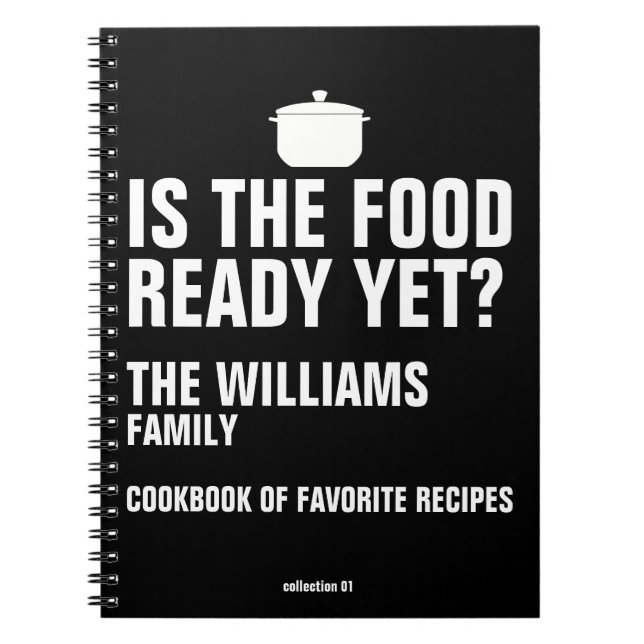 family cookbook of favourite recipes black notebook (Front)