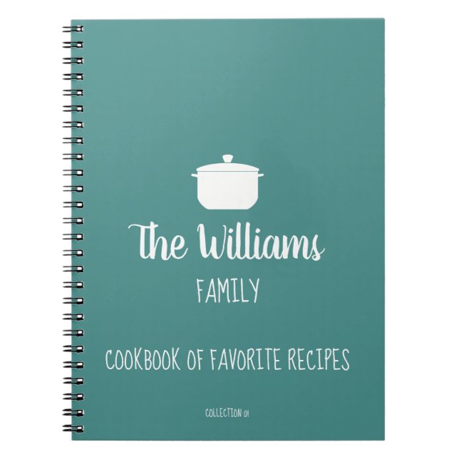 family cookbook of favourite recipes blue notebook (Front)