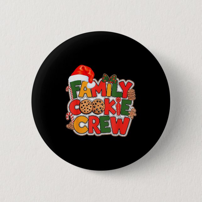 Family Cookie Crew Eating Christmas Gingerbread Te 6 Cm Round Badge (Front)