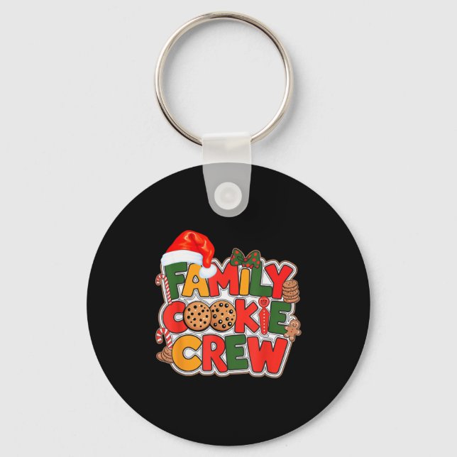 Family Cookie Crew Eating Christmas Gingerbread Te Key Ring (Front)