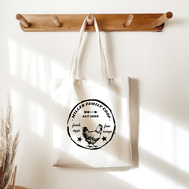 Family Coop Happy Hen Monogram Tote Bag (Creator Uploaded)