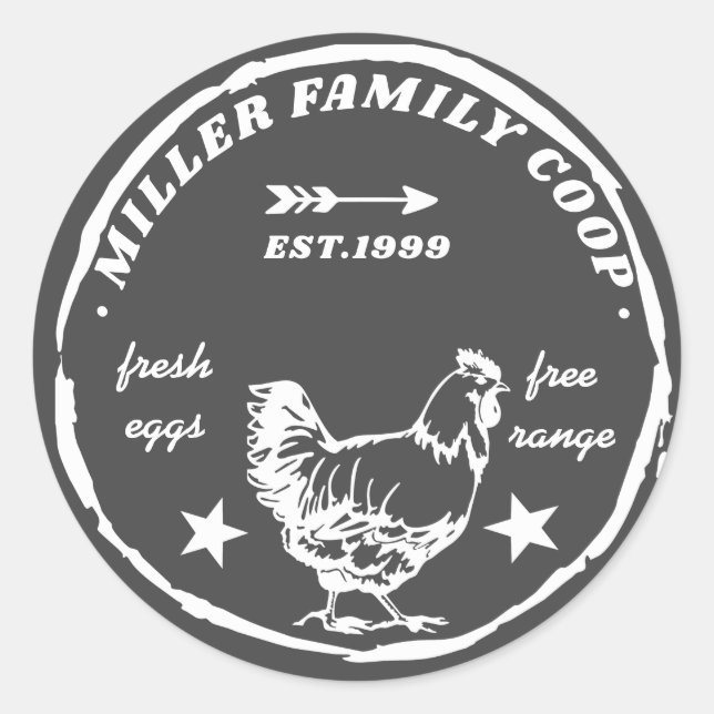 family coop hen fresh eggs classic round sticker (Front)