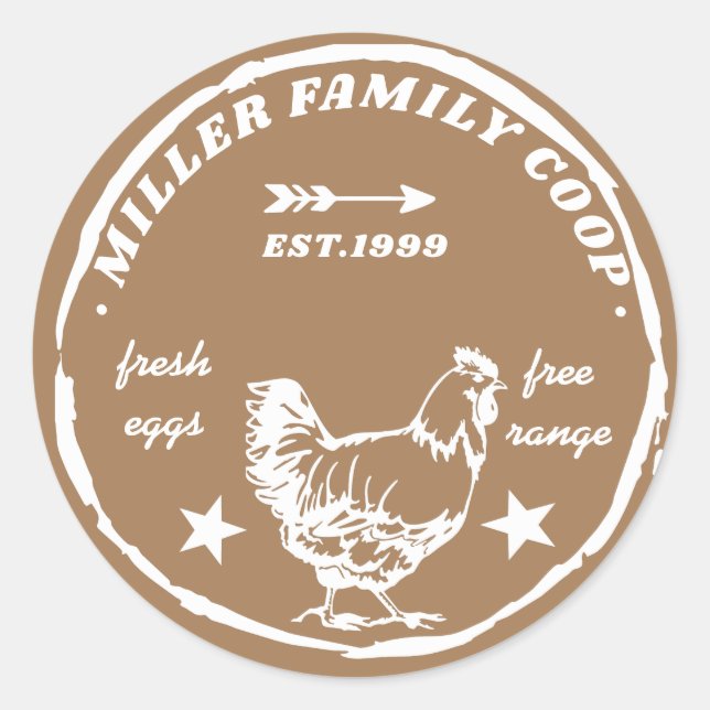 family coop hen fresh eggs classic round sticker (Front)