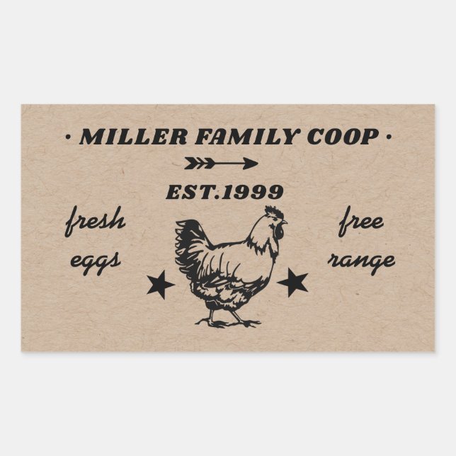family coop hen fresh eggs rectangular sticker (Front)
