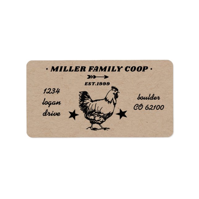 family coop hen fresh eggs return address label (Front)