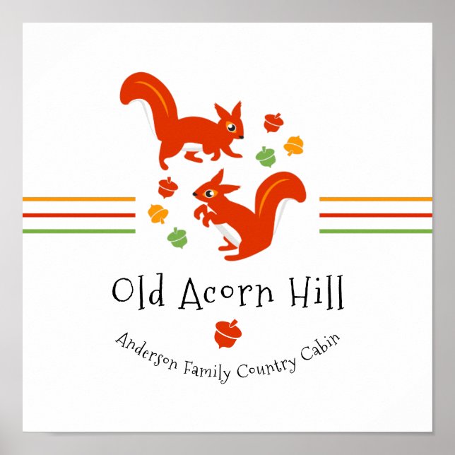 Family Country Home Squirrels and Acorns Elegant Poster (Front)