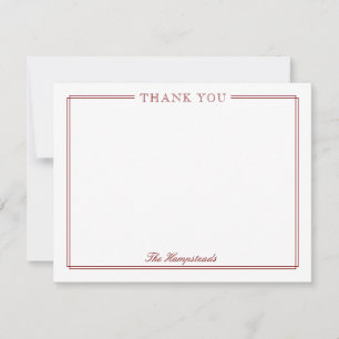 Family Couples Elegant Script Dark Red Stationery Thank You Card