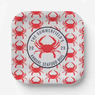 Family Crab Boil Summer Seafood Party Custom  Paper Plate
