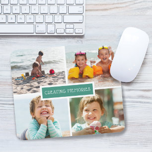 Family Creating Memories Photo Collage Teal Mouse Mat
