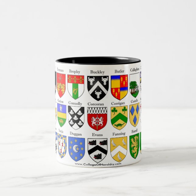 Family Crest Coat of Arms Heraldry Shields Two-Tone Coffee Mug (Center)