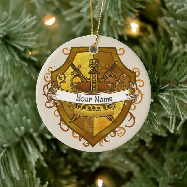 Family Crest Crown Surname  Ceramic Tree Decoration (Tree)