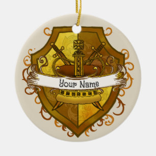 Family Crest Crown Surname Ceramic Tree Decoration