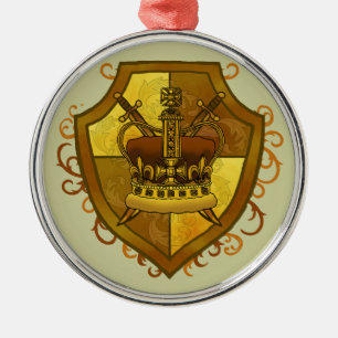 Family Crest Crown Sword Shield ornament