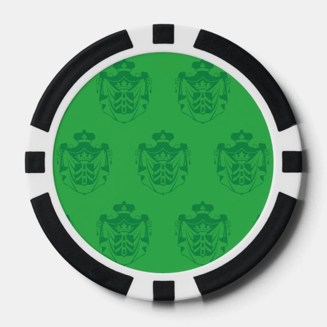 Family Crest Green Poker Chips (Front)