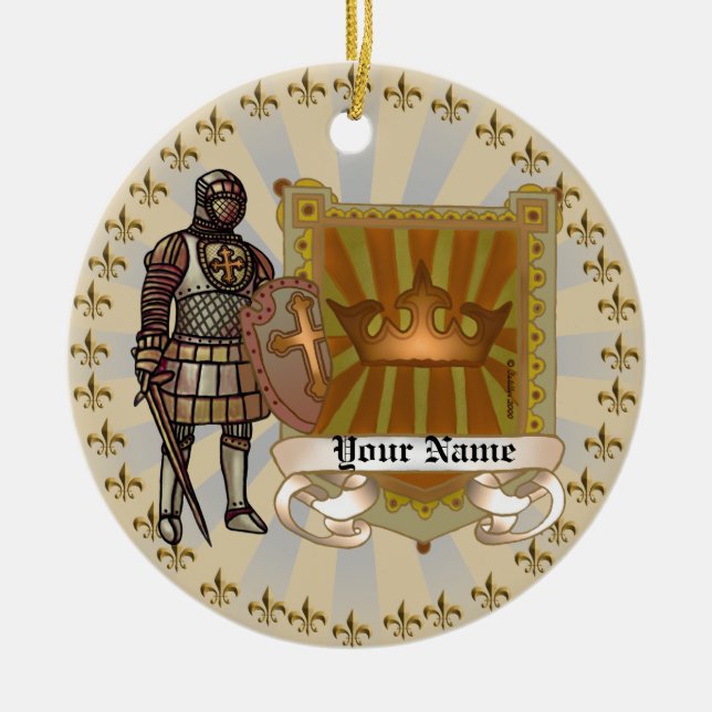 Family Crest Shield Surname Ceramic Tree Decoration (Front)