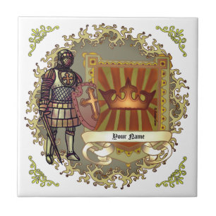Family Crest Shield Surname Tile