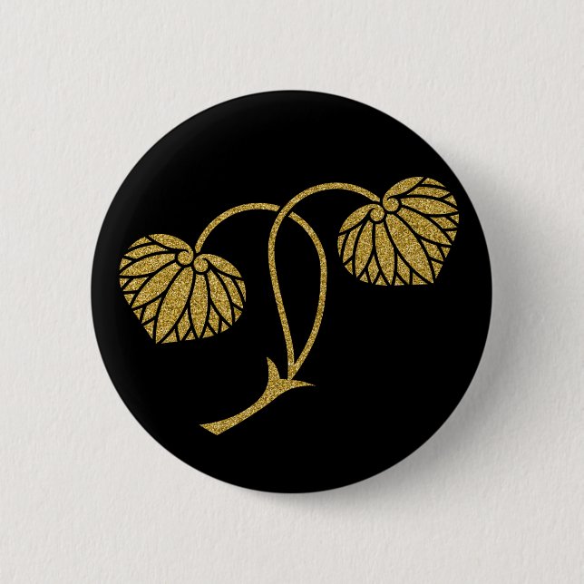 [Family Crests] 2 hollyhock leaves Round Button (Front)