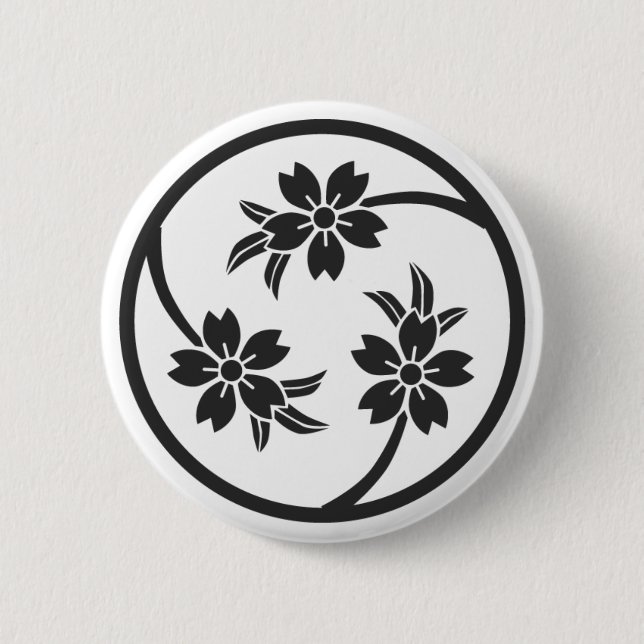 [Family Crests] Cherry tree 6 Cm Round Badge (Front)