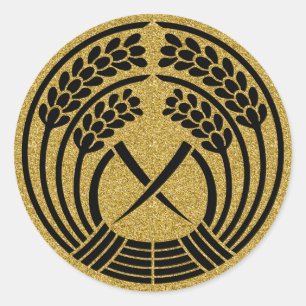 [Family Crests] Hugging rice ear Classic Round Sticker