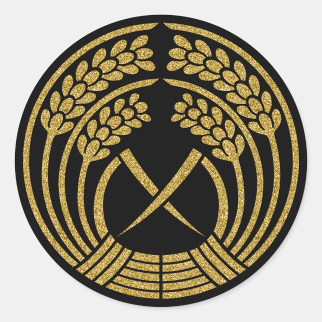 [Family Crests] Hugging rice ear Classic Round Sticker (Front)