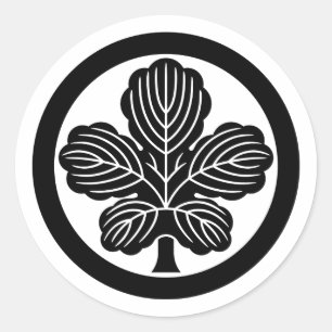 [Family Crests] Kaji leaf with circle Classic Round Sticker