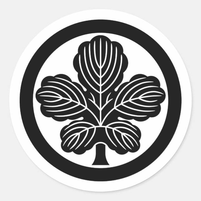 [Family Crests] Kaji leaf with circle Classic Round Sticker (Front)