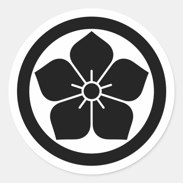 [Family Crests] Kikyo flower inside a circle Classic Round Sticker (Front)