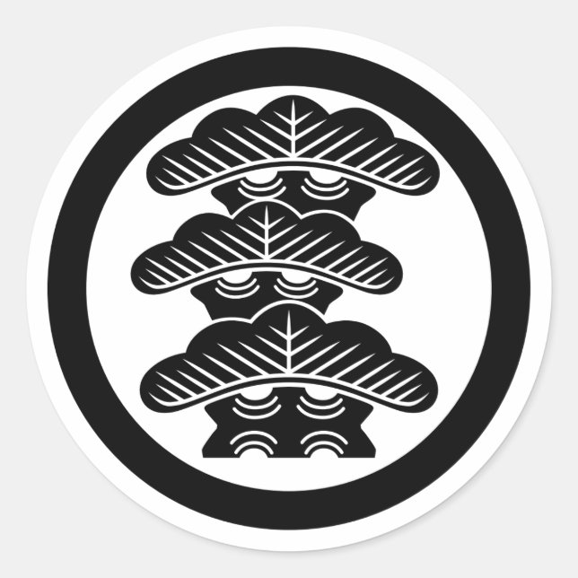 [Family Crests] Left-align 3tier pine tree w/round Classic Round Sticker (Front)