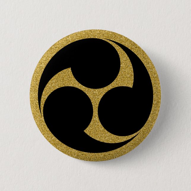 [Family Crests] Left-hand Mitsudomoe 6 Cm Round Badge (Front)