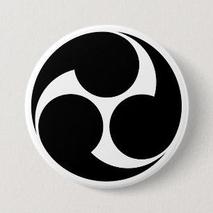 [Family Crests] Left-rotating Mitsu-domoe 7.5 Cm Round Badge