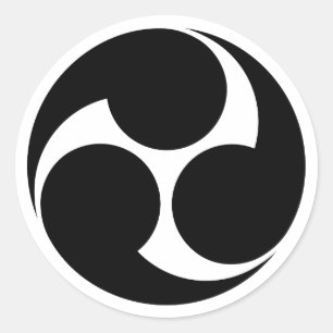 [Family Crests] Left-rotating Mitsu-domoe Classic Round Sticker