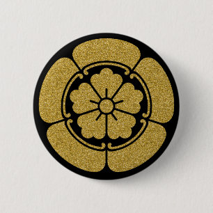 [Family Crests] Oda Mokko and Chinese flower pined 6 Cm Round Badge