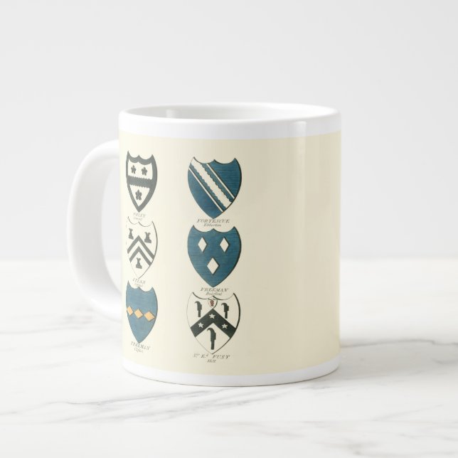 Family Crests of Various English Houses Large Coffee Mug (Front Left)