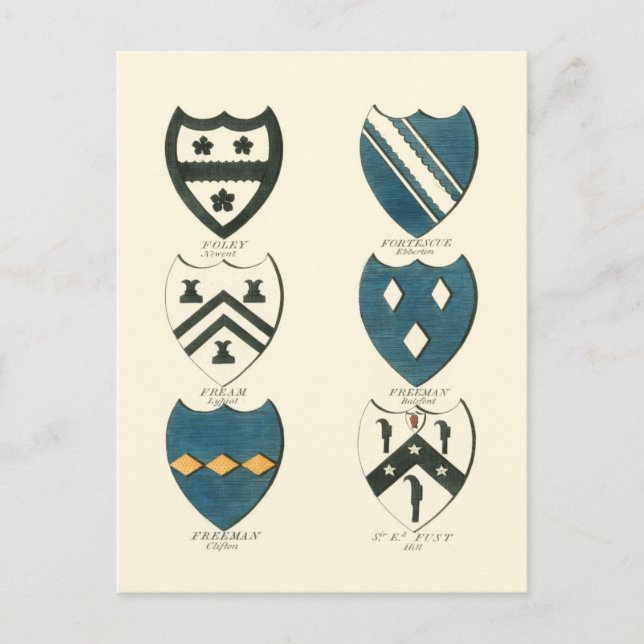 Family Crests of Various English Houses Postcard (Front)