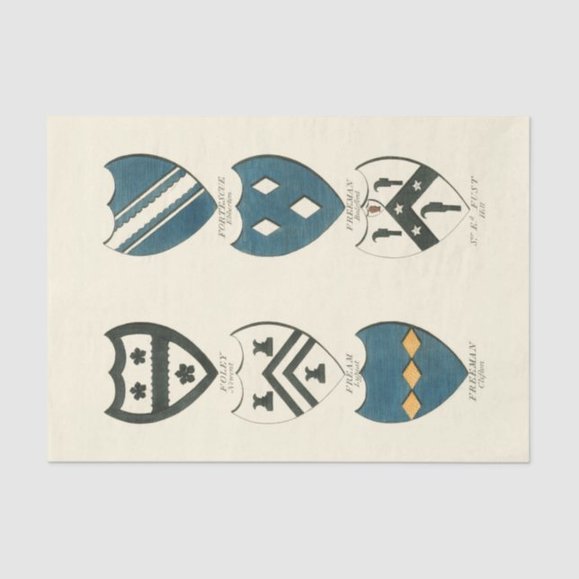 Family Crests of Various English Houses Tissue Paper (Front)