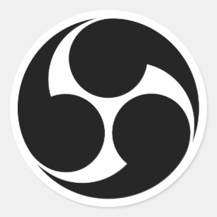 [Family Crests] Right-rotating Mitsu-domoe Classic Round Sticker