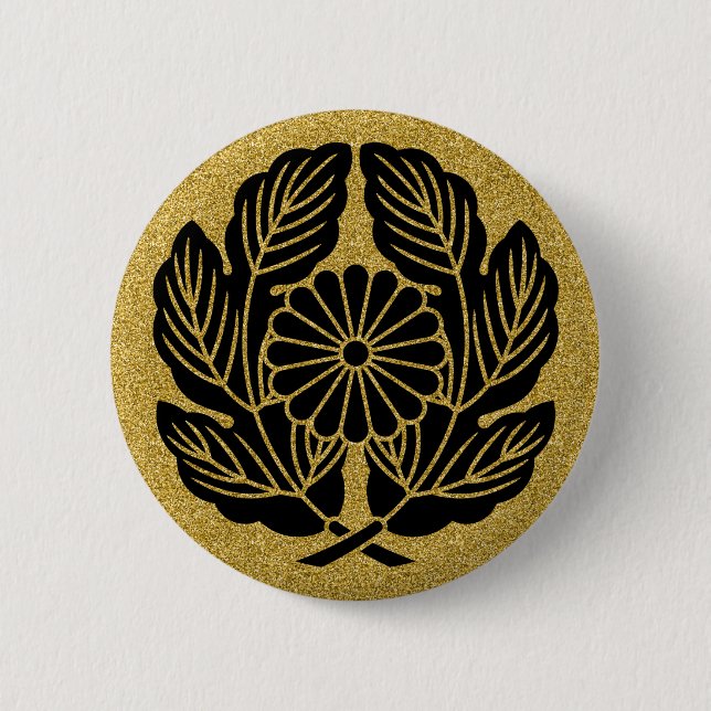 [Family Crests] Takamori Saigo's Chrysanthemum 6 Cm Round Badge (Front)