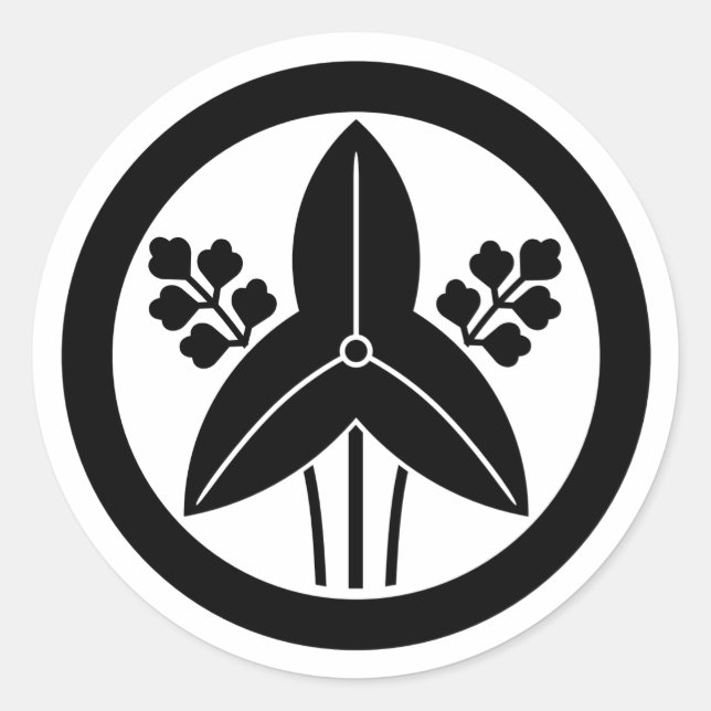 [Family Crests] Threeleaf arrowhead with circle Classic Round Sticker (Front)