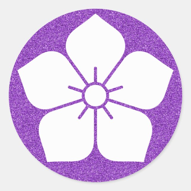 [Family Crests] White Kikyo flower Button Classic Round Sticker (Front)